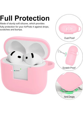 Silicone Protective Case Cover for AirPods 4/Airpods 4 ANC with Keychain (Pink) - view 4
